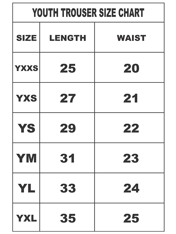 Track Pant Size chart image